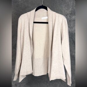 98th & Madison Lightweight Open Front Cardigan | Soft Oatmeal Tan | Size XL/TG